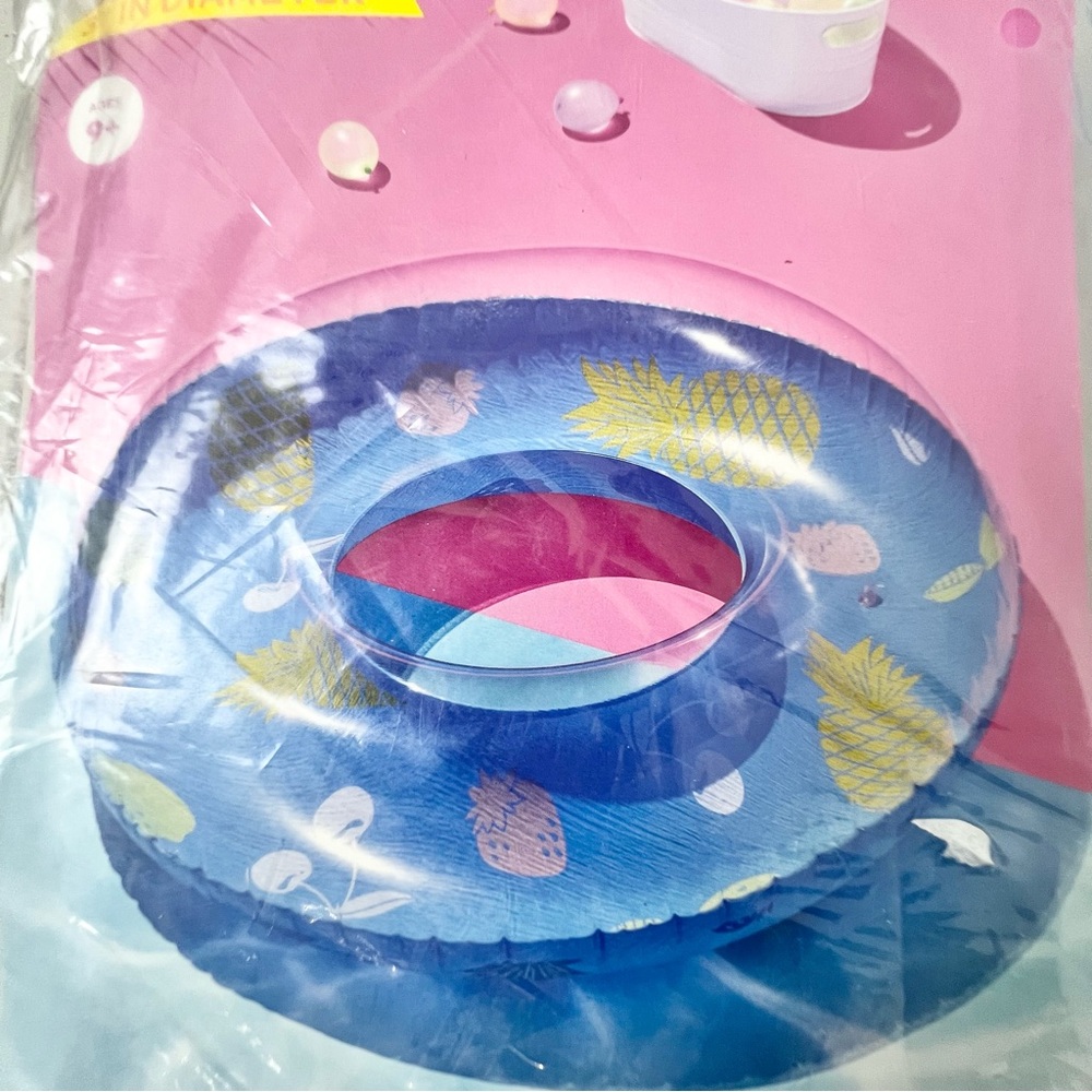 Lot Of 3 New Sun Squad Inflatable 31” Swim Tube Pineapples and Cherries Print - Picture 5 of 5